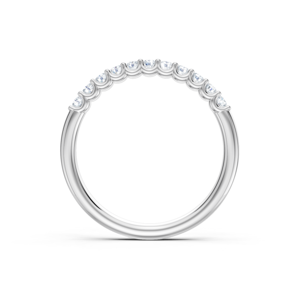 14K White Gold Round Diamond U-Prong 11 Stone Band