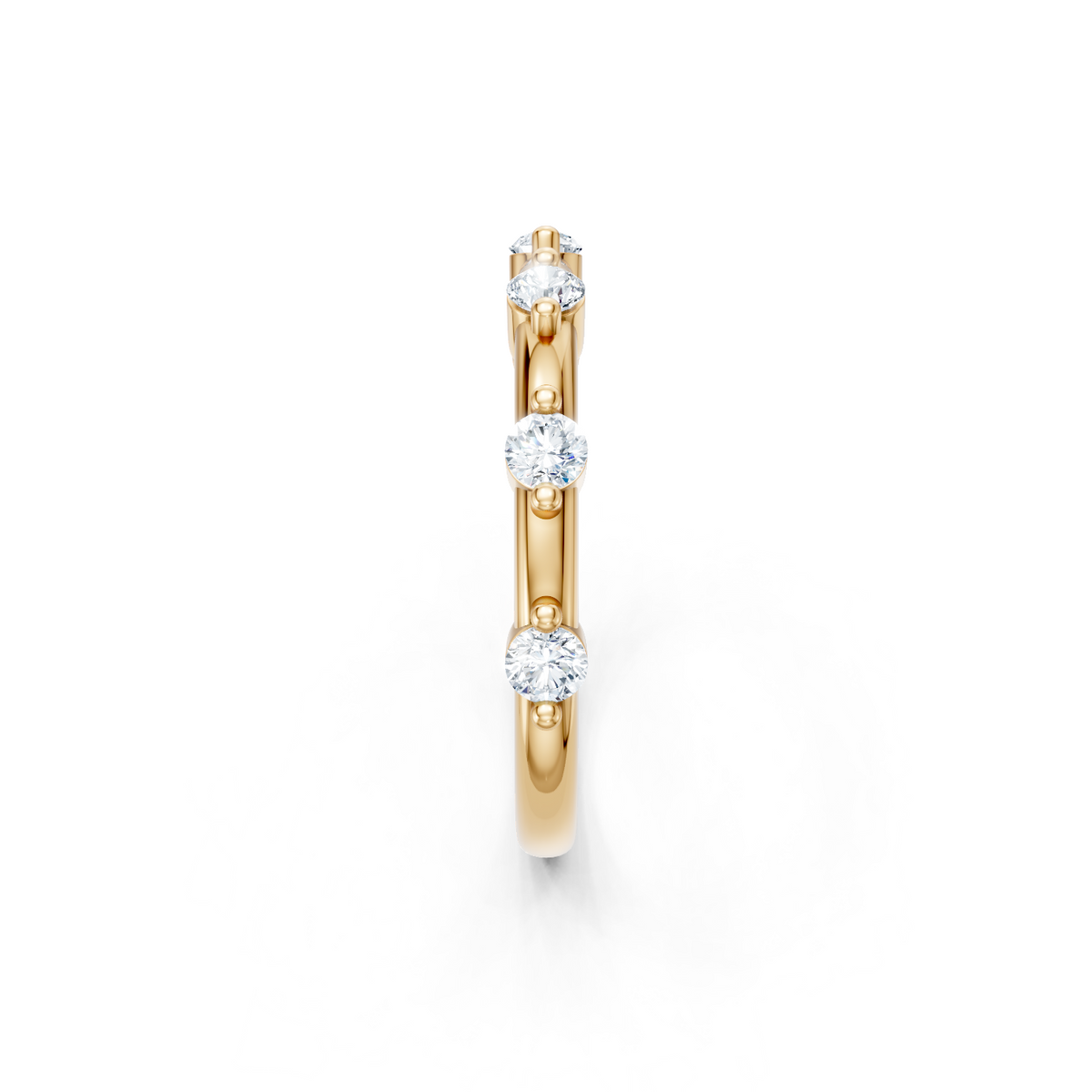 14K Yellow Gold Round Single Set Diamond Band