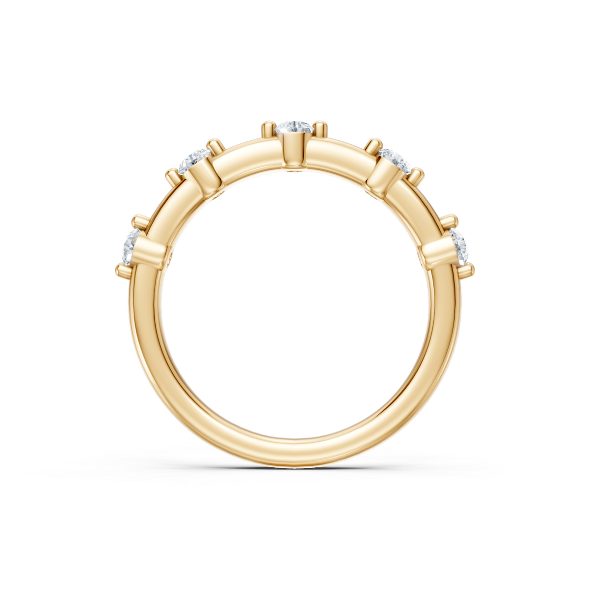 14K Yellow Gold Round Single Set Diamond Band