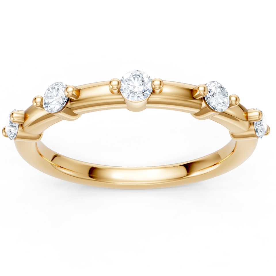 14K Yellow Gold Round Single Set Diamond Band