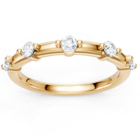 14K Yellow Gold Round Single Set Diamond Band