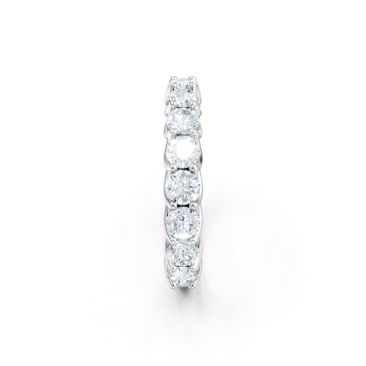 14K White Gold 13 Stone Round Diamond Trellis Band