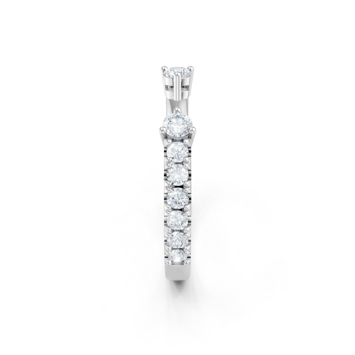 14K White Gold Round Diamond Open Band