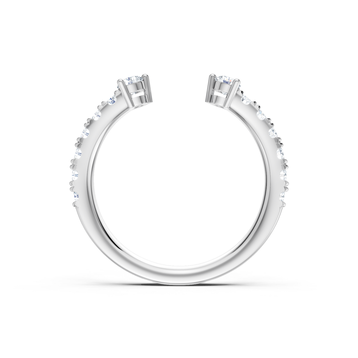14K White Gold Round Diamond Open Band