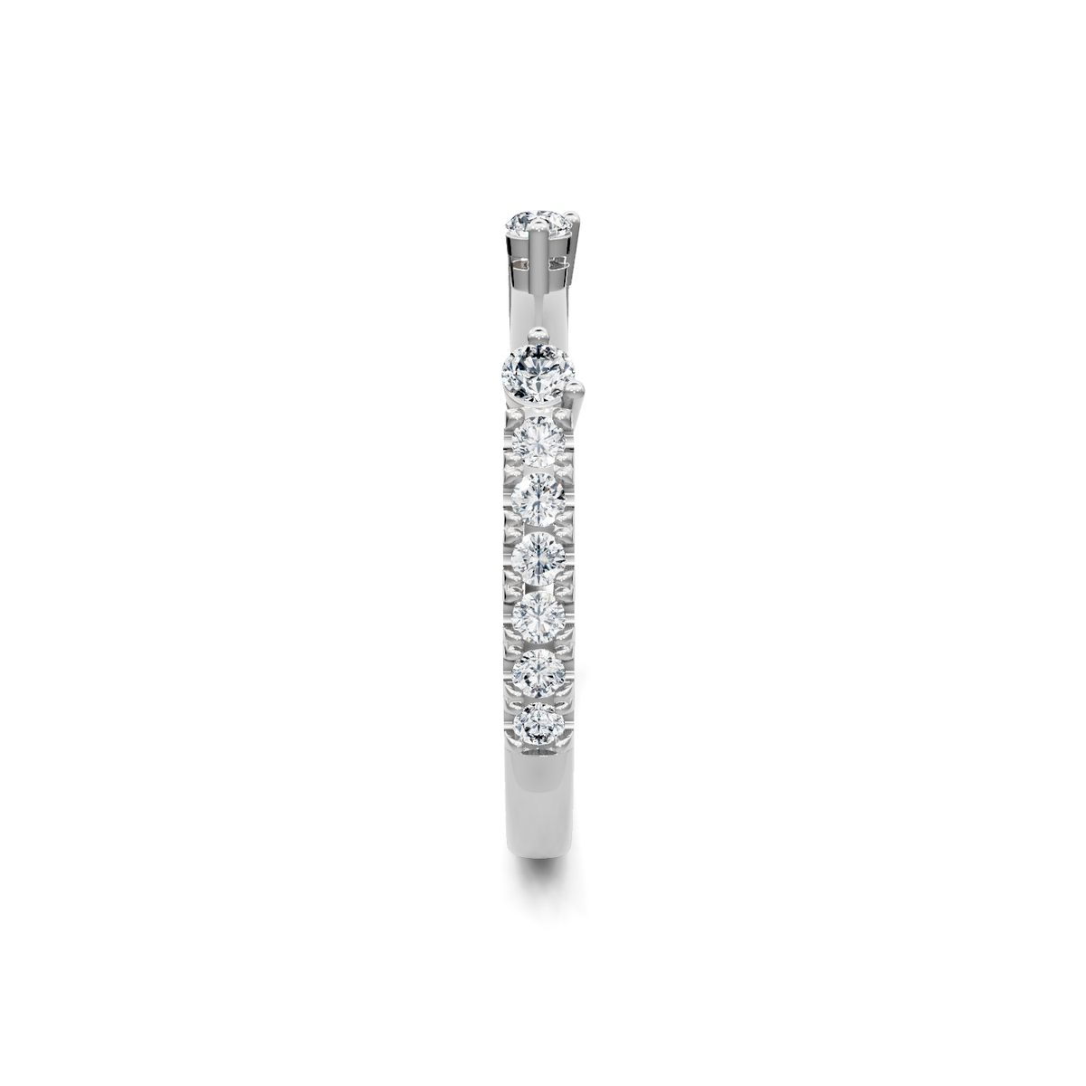 White gold pave diamond band, side profile
