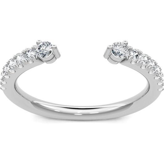 14K white gold open-front pave diamond band with prong-set terminals