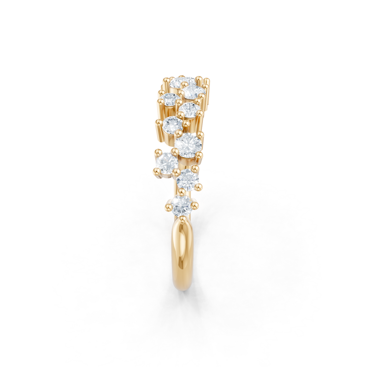 14K Yellow Gold Round Diamond Cluster Band