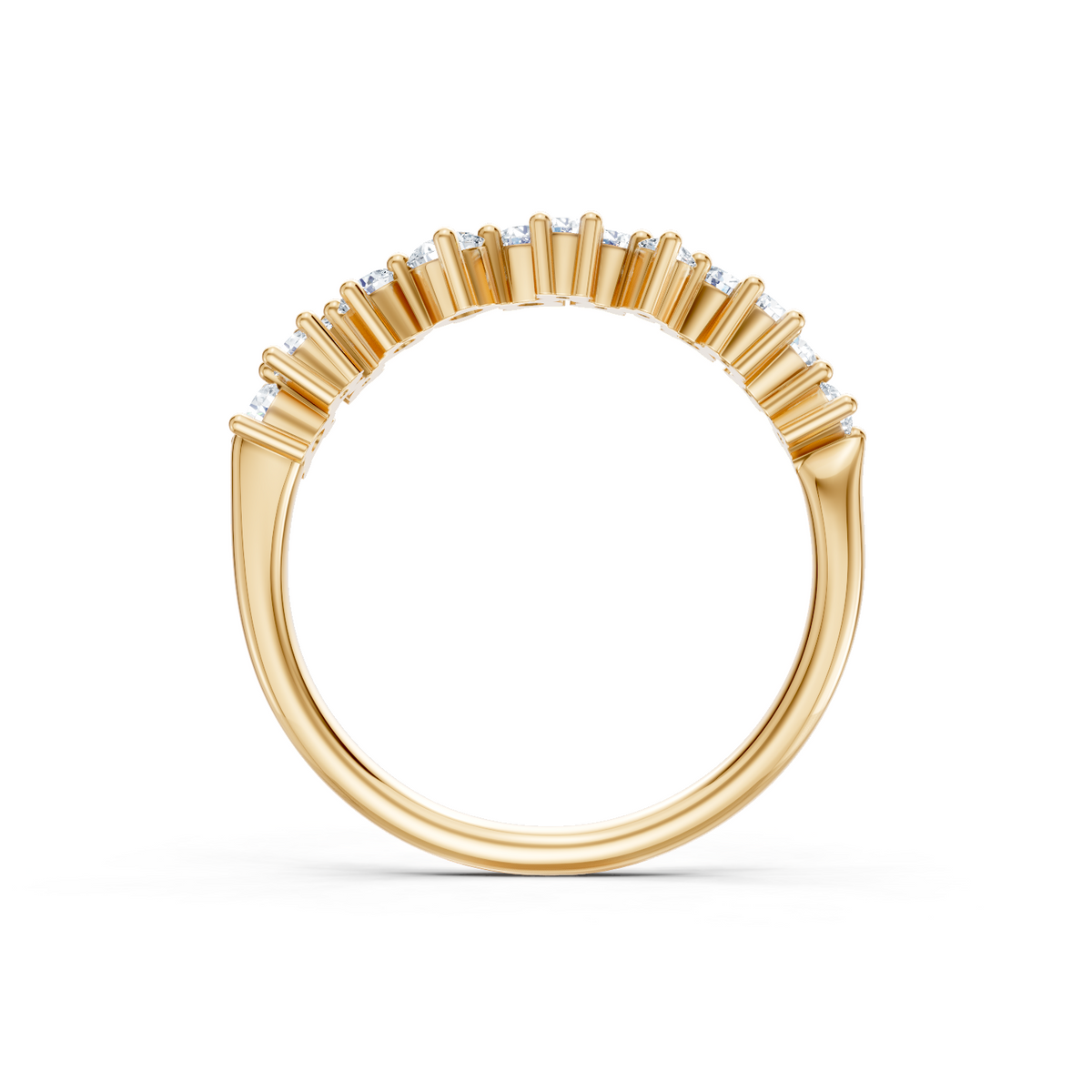 14K Yellow Gold Round Diamond Cluster Band