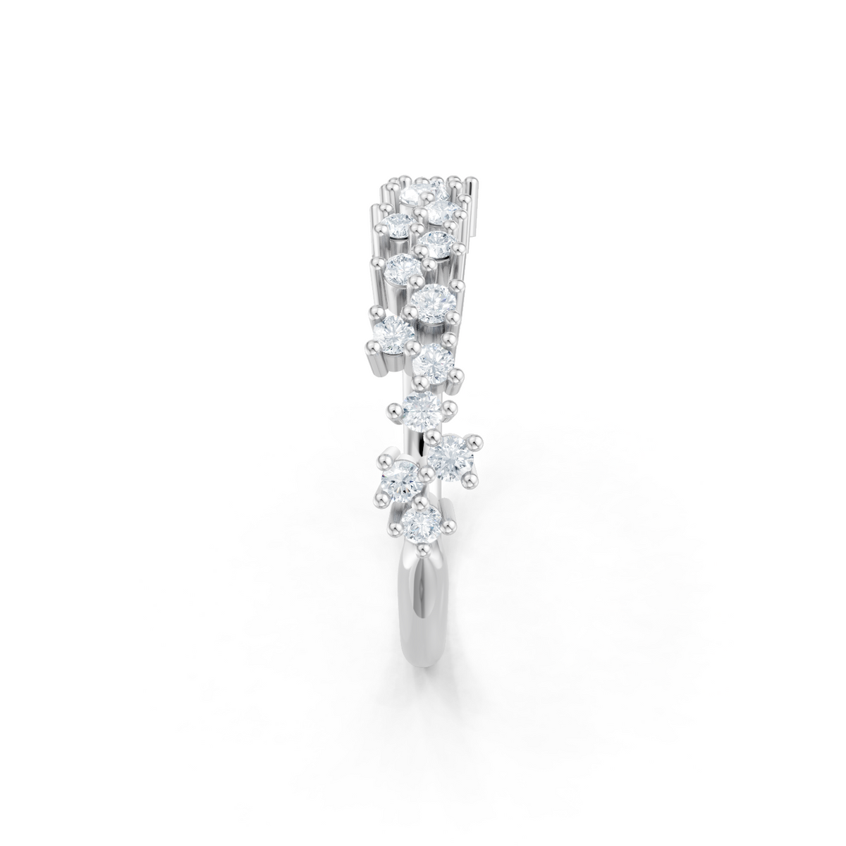 14K White Gold Round Diamond Cluster Band