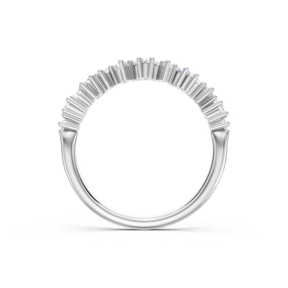 14K White Gold Round Diamond Cluster Band