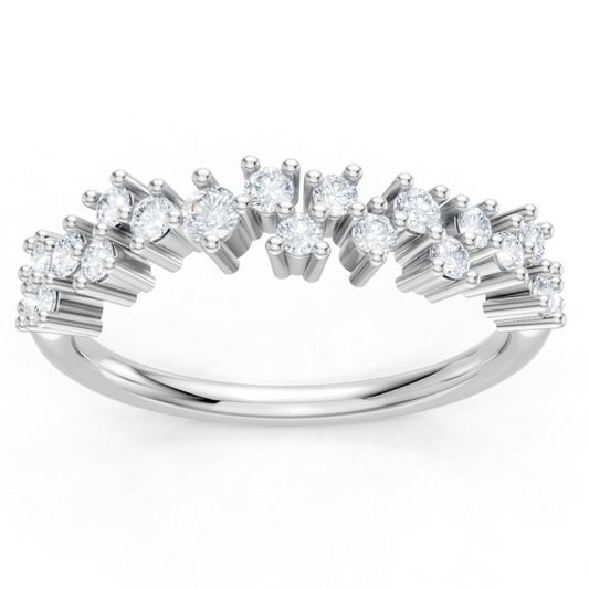 14K White Gold Round Diamond Cluster Band