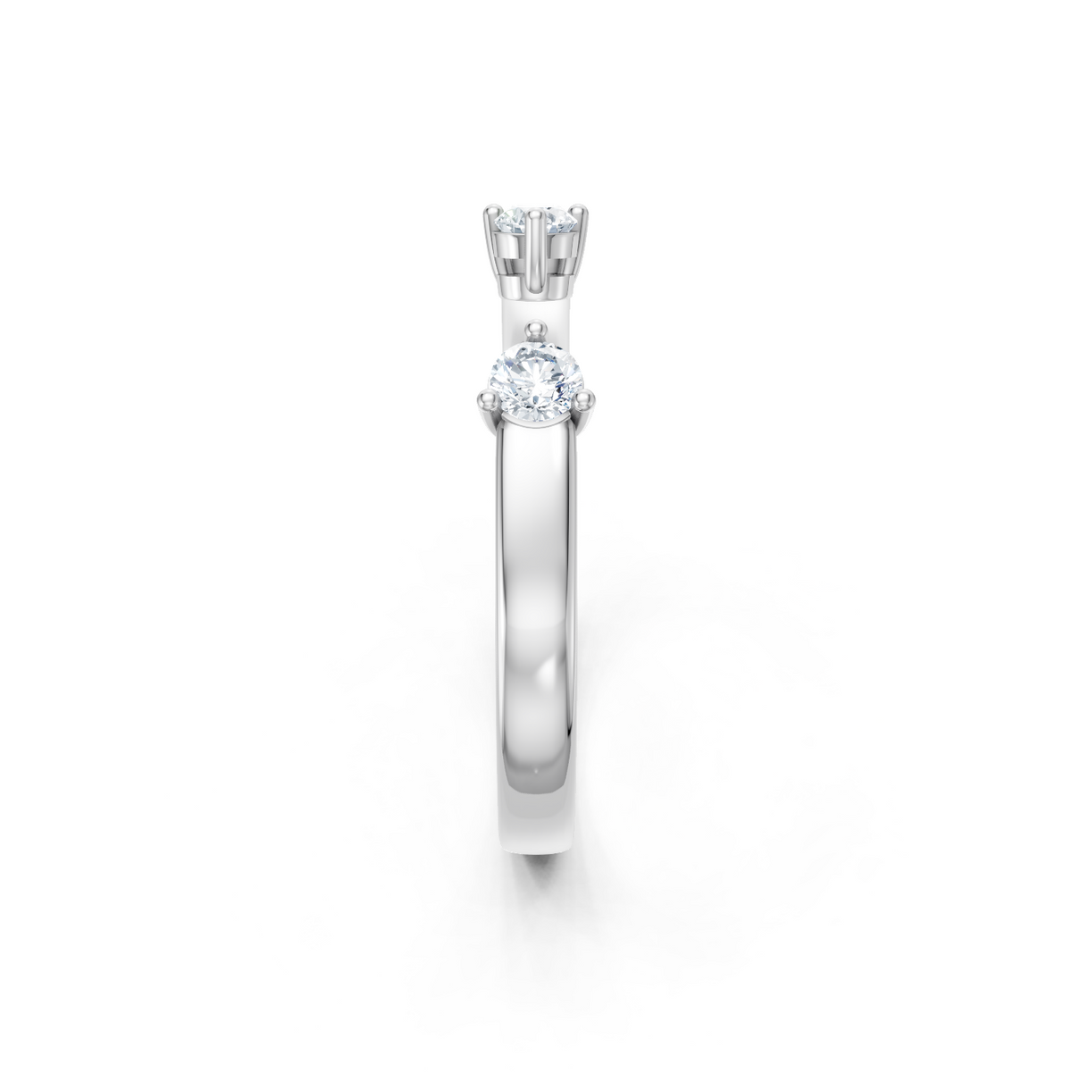 14K White Gold Round Accent Open Band