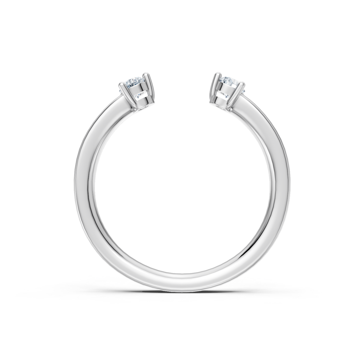 14K White Gold Round Accent Open Band