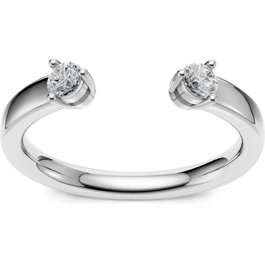 14K white gold open-front two-stone round diamond ring