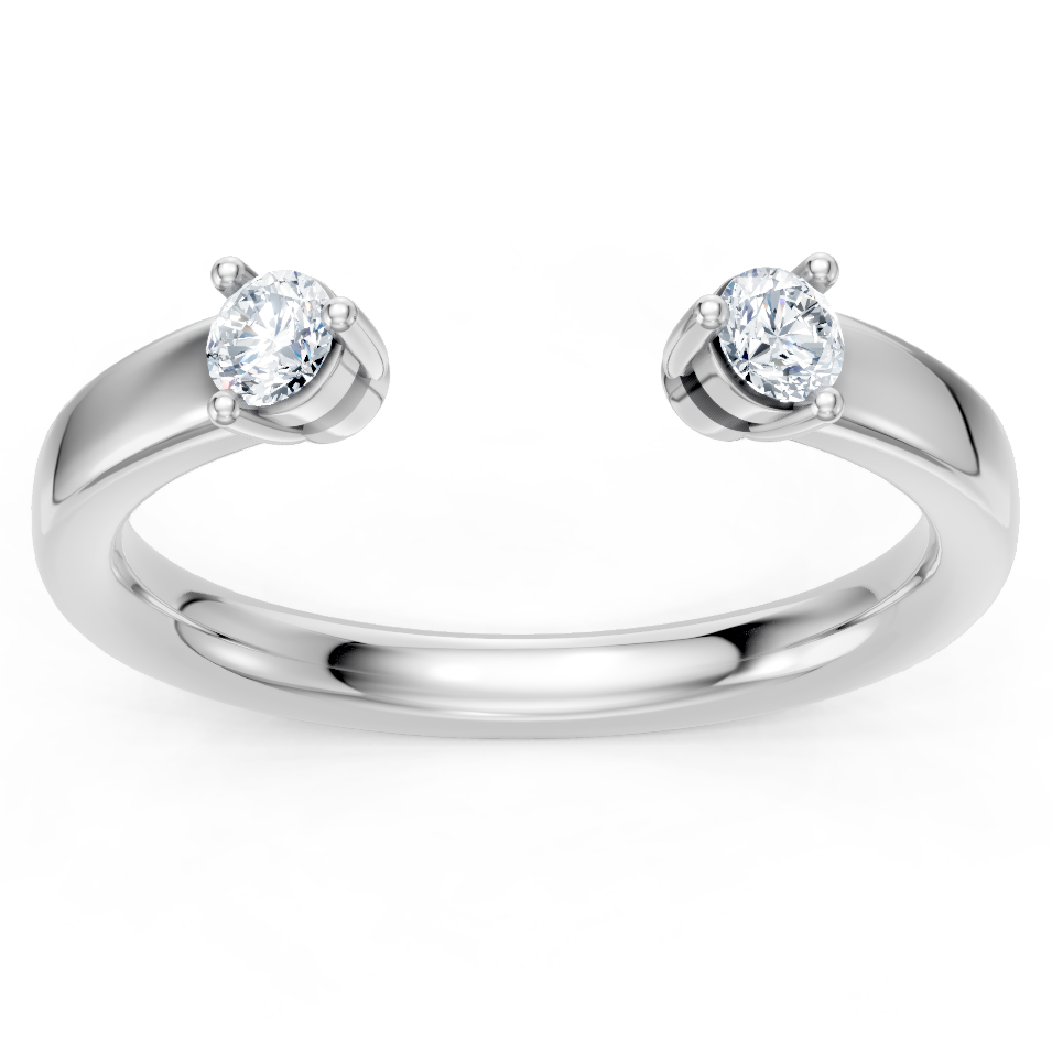 14K White Gold Round Accent Open Band