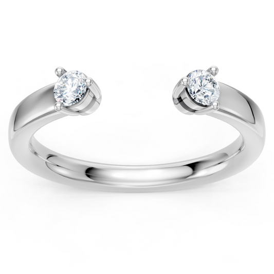 14K White Gold Round Accent Open Band