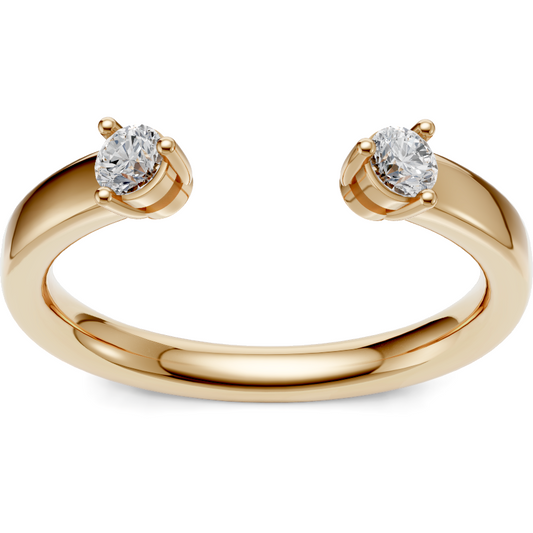 14K yellow gold open-front two-stone round diamond ring