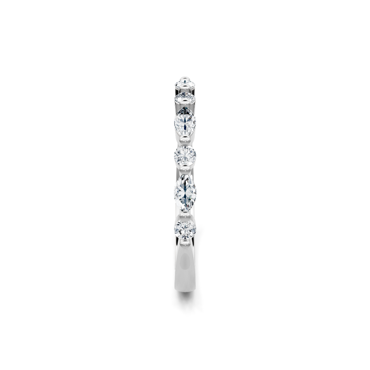 14K White Gold Round and Marquise Alternating Imagine Set Band