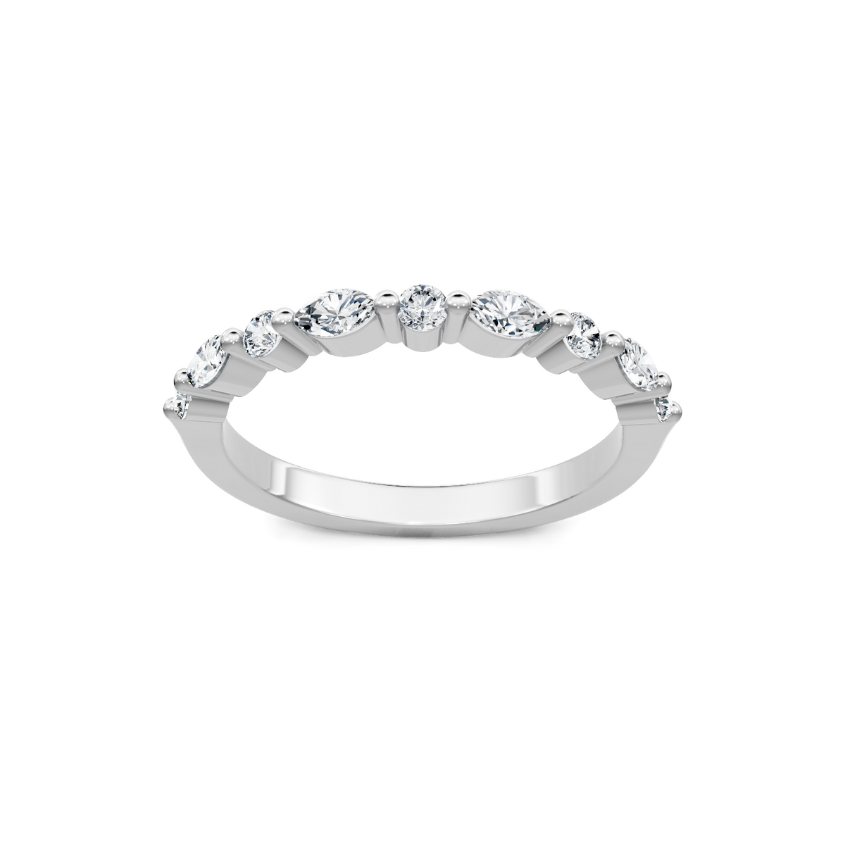 14K White Gold Round and Marquise Alternating Imagine Set Band