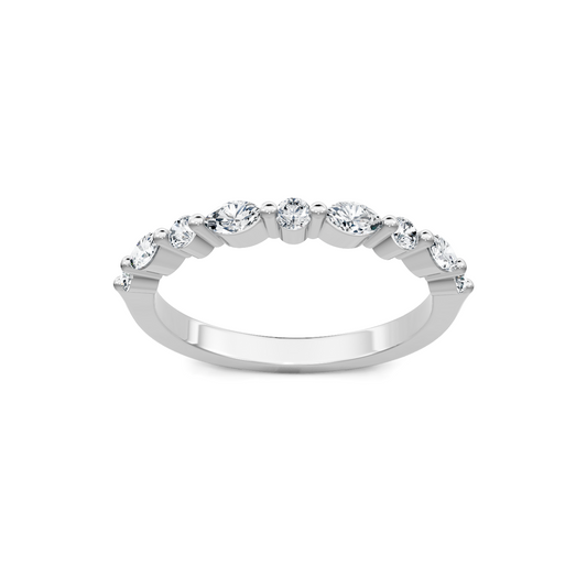 14K White Gold Round and Marquise Alternating Imagine Set Band
