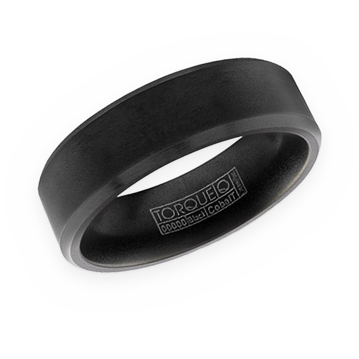 Torque black cobalt men's band with brushed finish and beveled edges