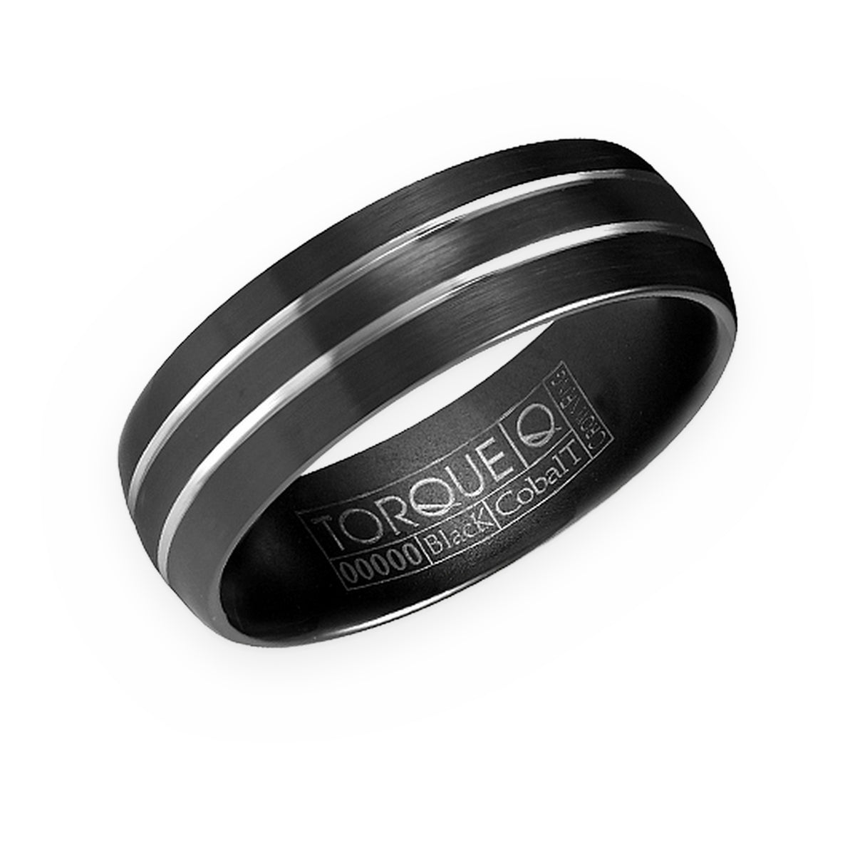 Torque black cobalt men's band with thin white center pinstripe