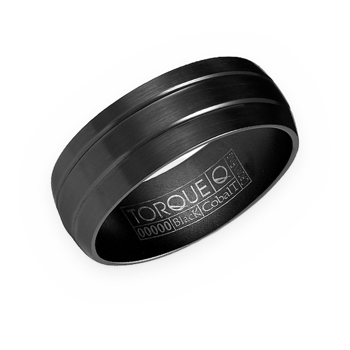 Torque black cobalt men's band with polished center groove