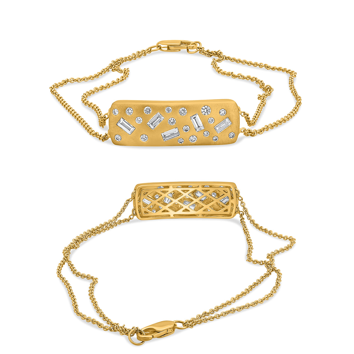 14K Yellow Gold Baguette Diamond Bracelet