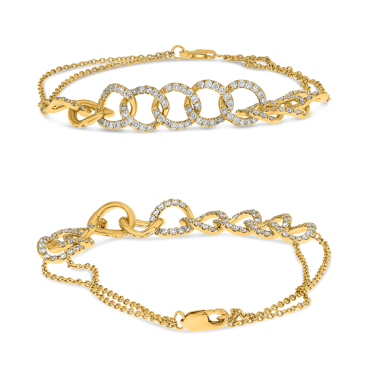 14K Yellow Gold Round Diamond Bracelet