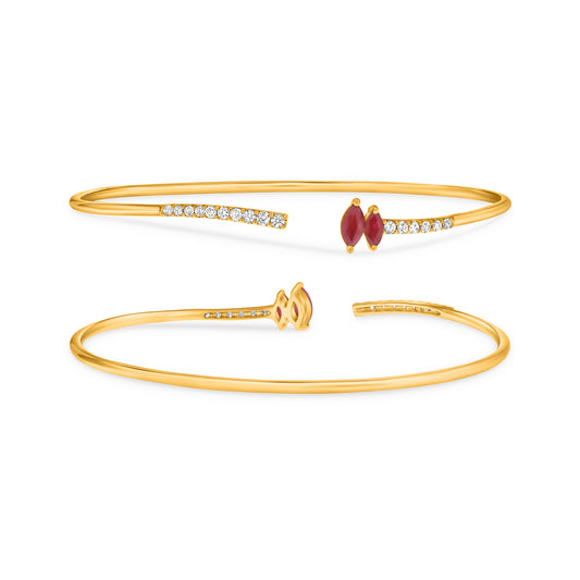 14K Yellow Gold Marquise Ruby Bangle