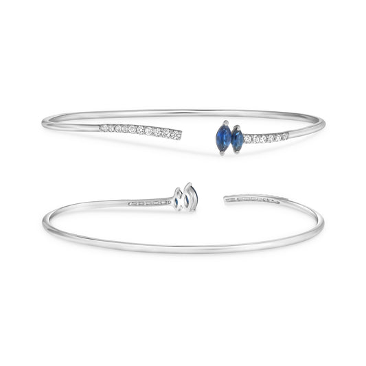 14K White Gold Marquise Sapphire Bangle