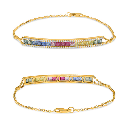 14K Yellow Gold Multi-Color Sapphire Bracelet