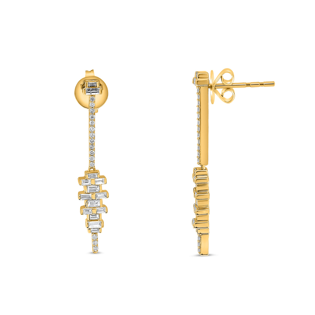 14K Yellow Gold Round Diamond Earrings