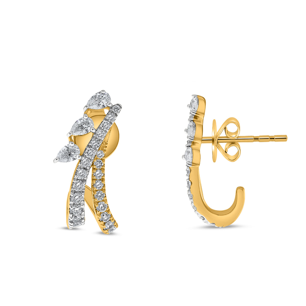 14K Yellow Gold Pear Diamond Earrings