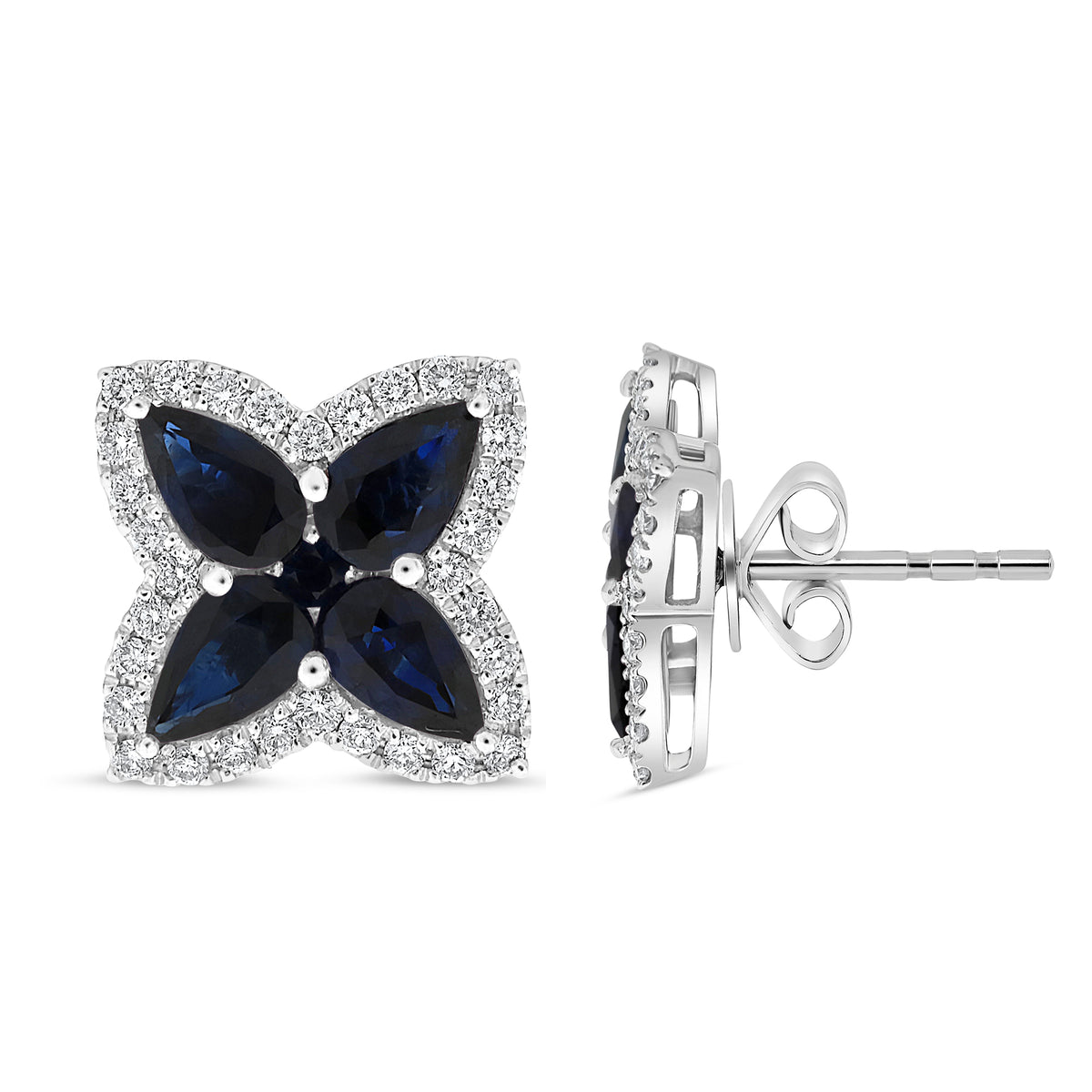 14K White Gold Pear Sapphire Earrings