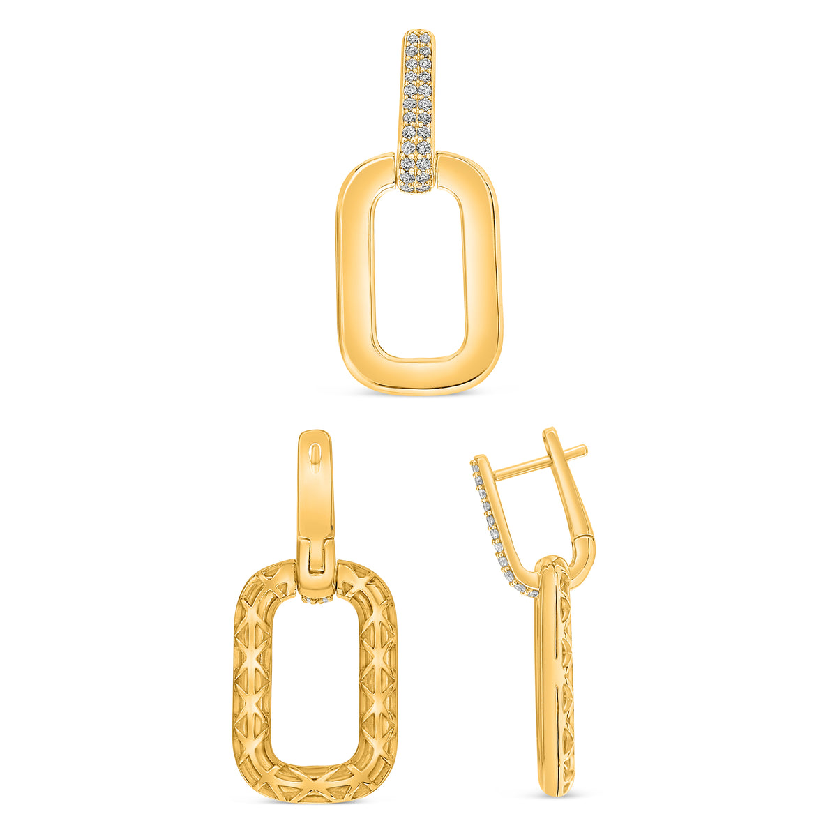 14K Yellow Gold Round Diamond Earrings