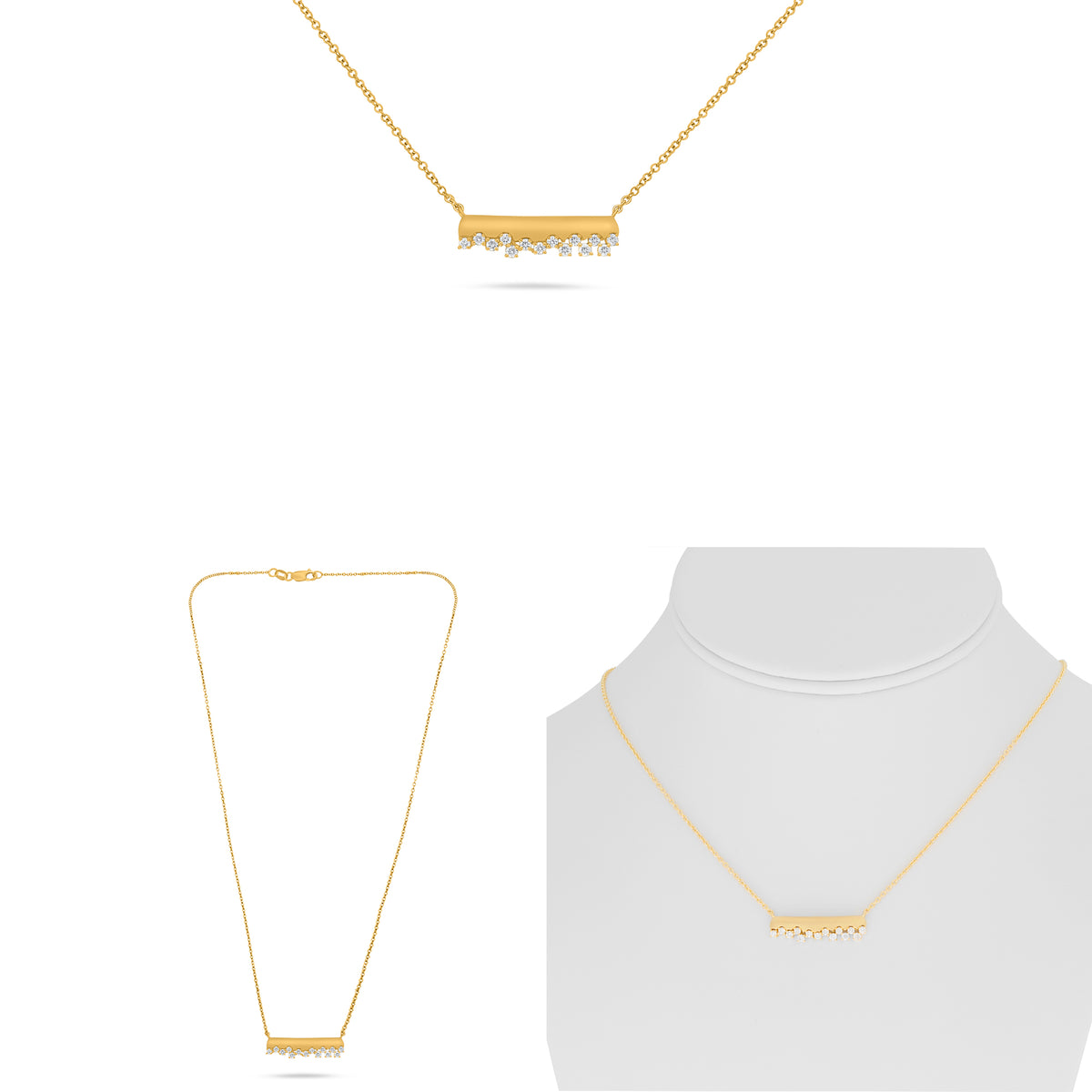 14K Yellow Gold Round Diamond Necklace