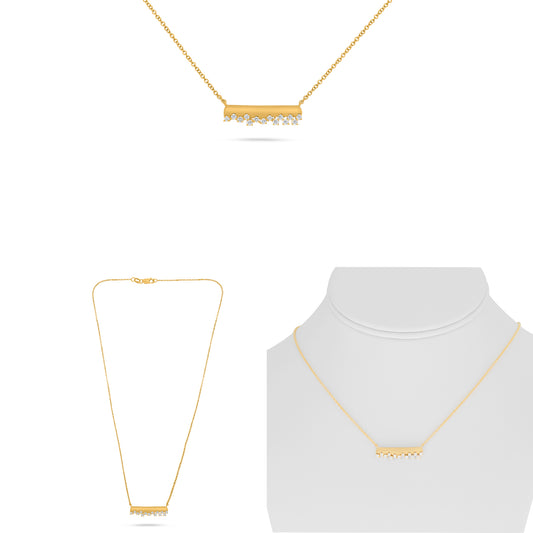 14K Yellow Gold Round Diamond Necklace
