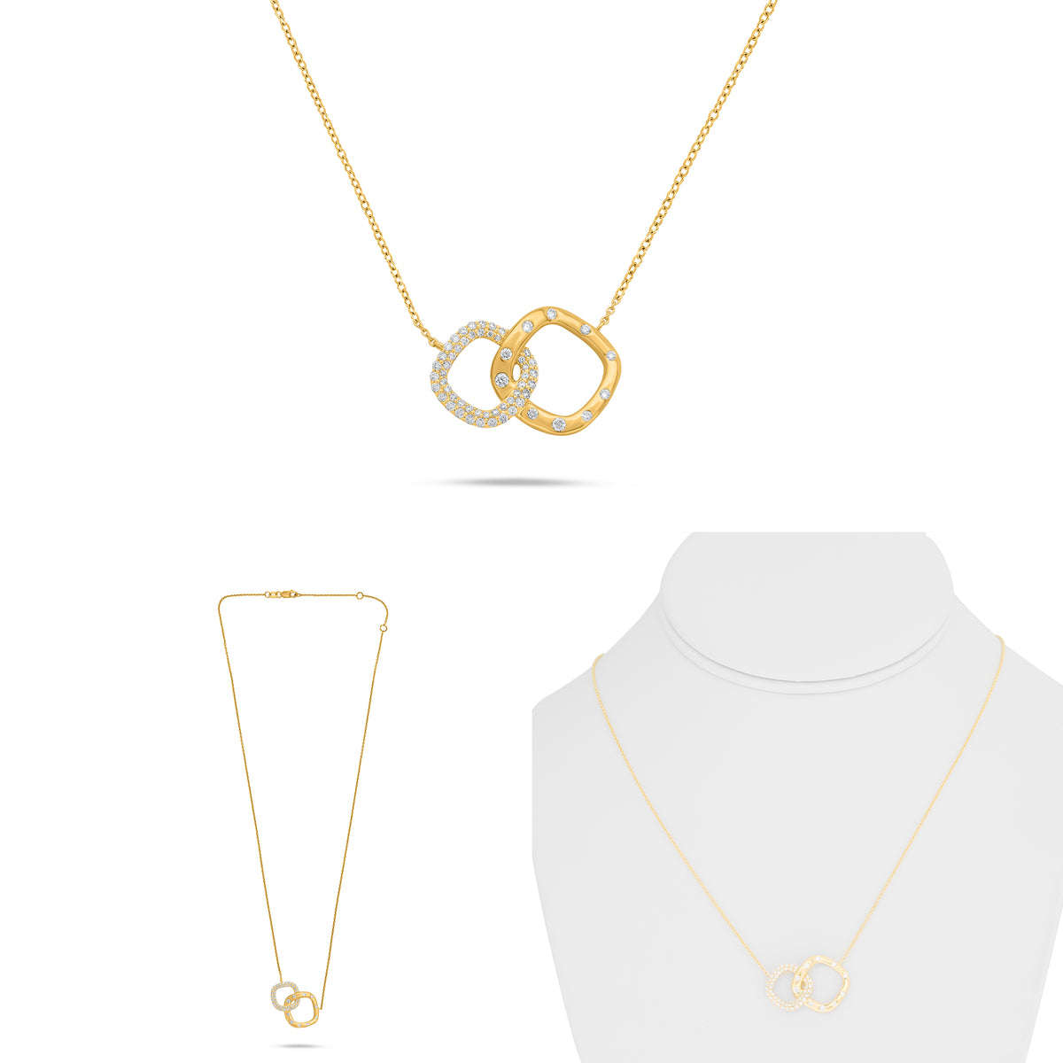 14K Yellow Gold Round Diamond Necklace