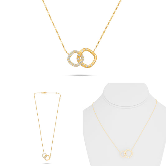 14K Yellow Gold Round Diamond Necklace