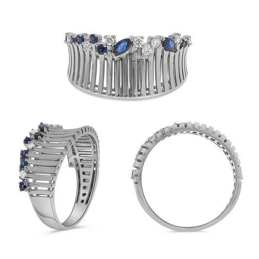 14K White Gold Marquise Sapphire Ring