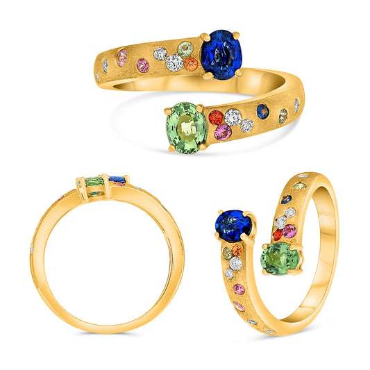 14K Yellow Gold Multi-Color Sapphire Ring