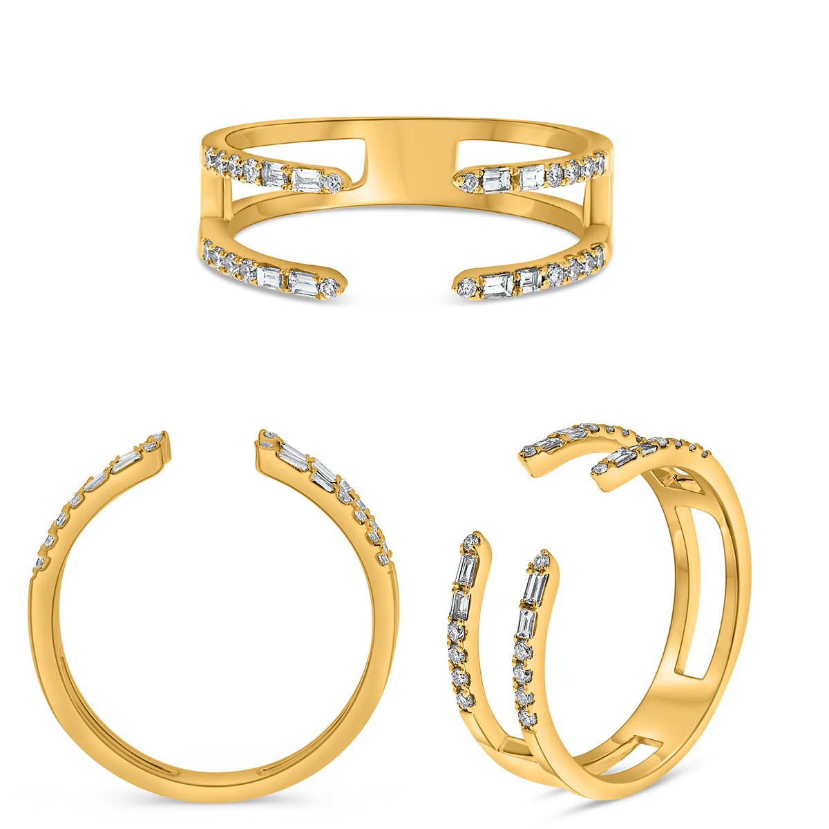 14K Yellow Gold Baguette Diamond Ring
