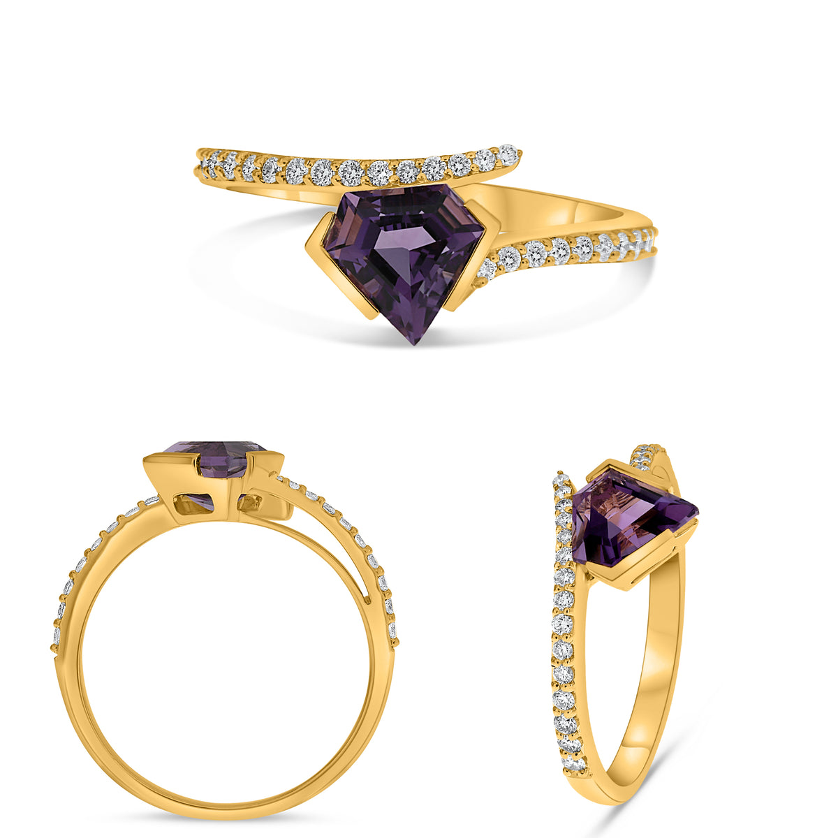 14K Yellow Gold Amethyst Ring