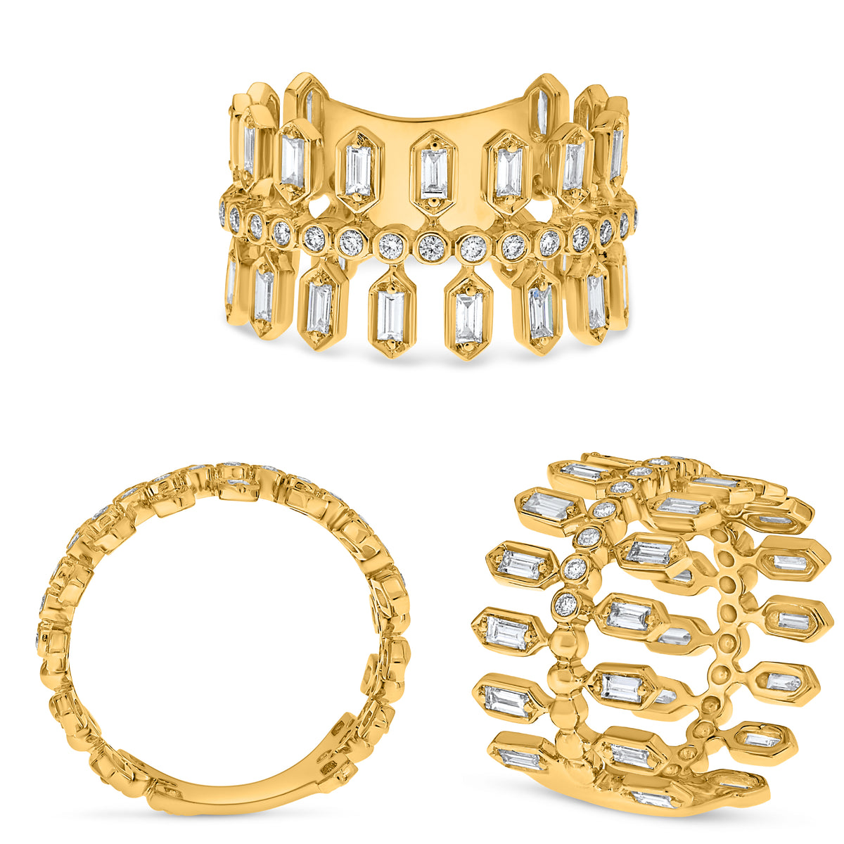 14K Yellow Gold Baguette Diamond Ring