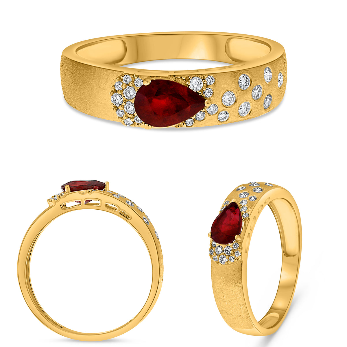 14K Yellow Gold Pear Ruby Ring