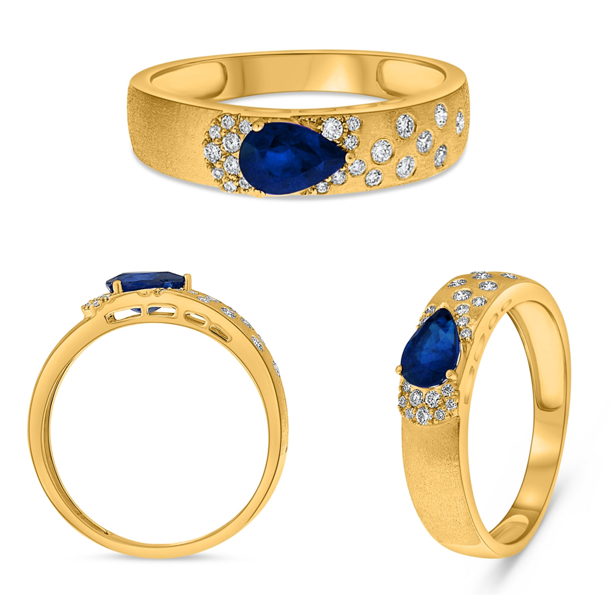 14K Yellow Gold Pear Sapphire Ring
