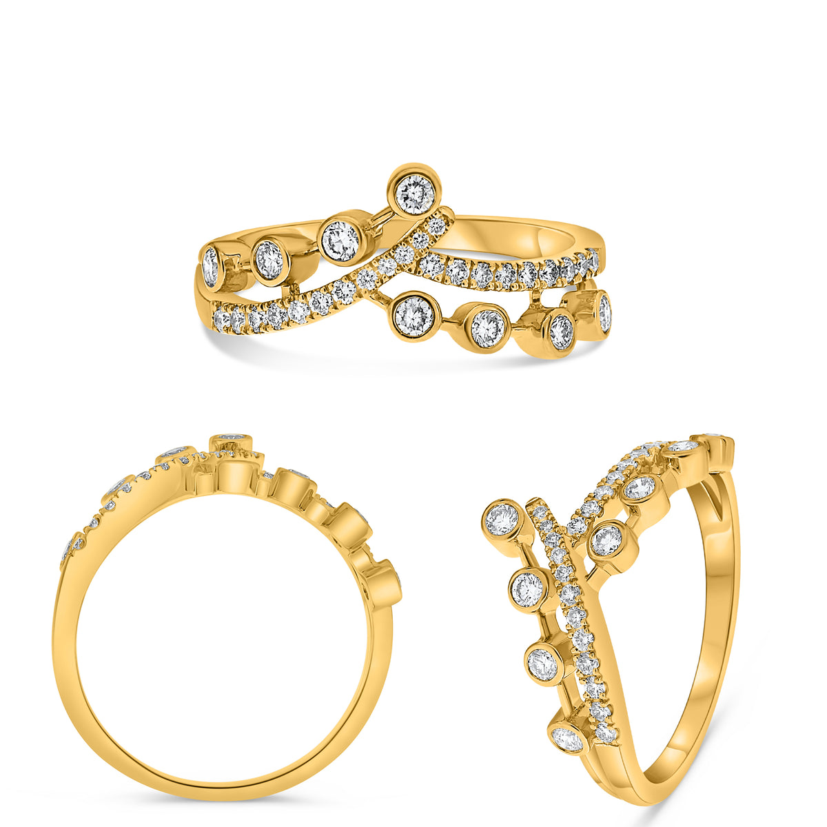 14K Yellow Gold Round Diamond Ring