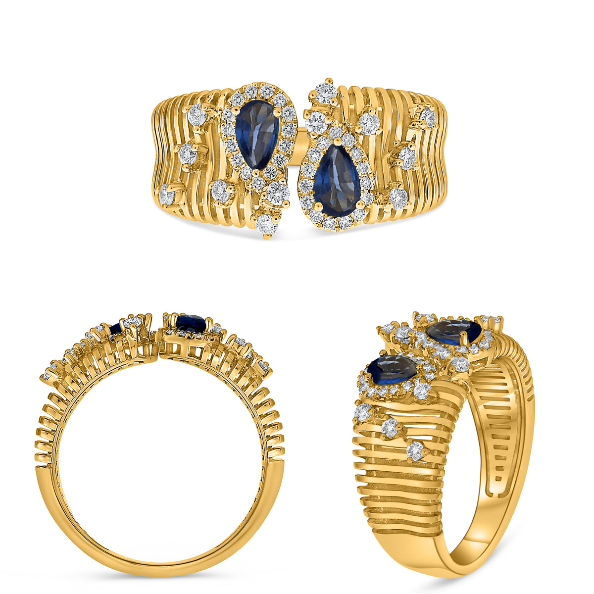 14K Yellow Gold Pear Sapphire Ring