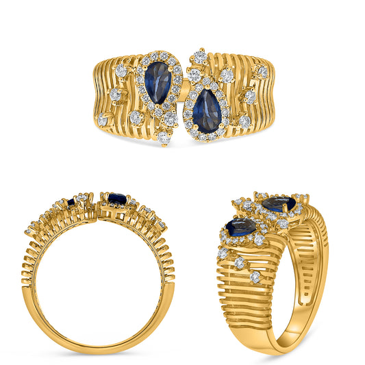 14K Yellow Gold Pear Sapphire Ring